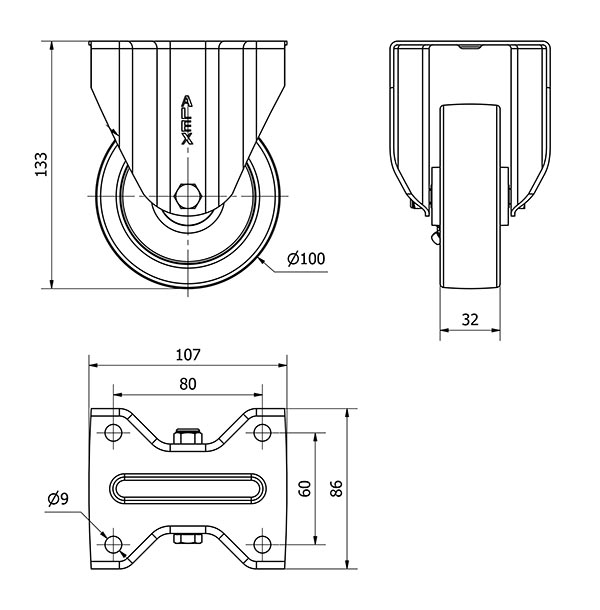 R.FIJA INOX.17ZVI100-FT NYLON BLANCO EXTRAFUERTE EJE LISO