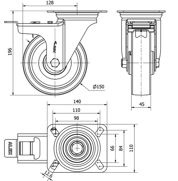 R.GIR.PLACA FRENO INOX.10ZVIFD150-FT NYLON BLANCO EXTRAFUERTE LISO
