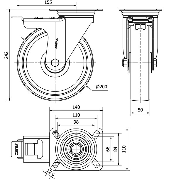 R.GIR.PLACA FRENO INOX.10ZVIFD200-FT NYLON BLANCO EXTRAFUERTE LISO