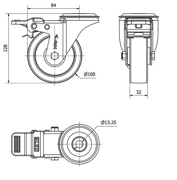 R.GIR.AGUJERO M12 FRENO INOX.20ZVIFD100-FT NYLON BLANCO EXTRAF.LISO