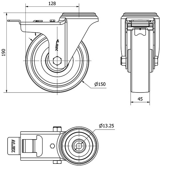 R.GIR.AGUJERO M12 FRENO INOX.20ZVIFD150-FT NYLON BLANCO EXTRAF.LISO