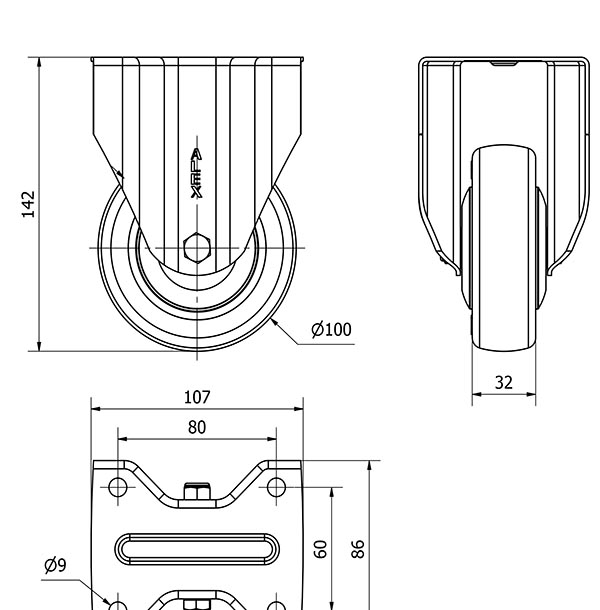R.FIJA CROMADA 17A100CP-PGAISB GOMA GRIS EJE BOLAS