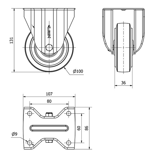 R.FIJA 17ZVL100-PGMR POLIAMIX-GOMA AZUL EJE RODILLOS