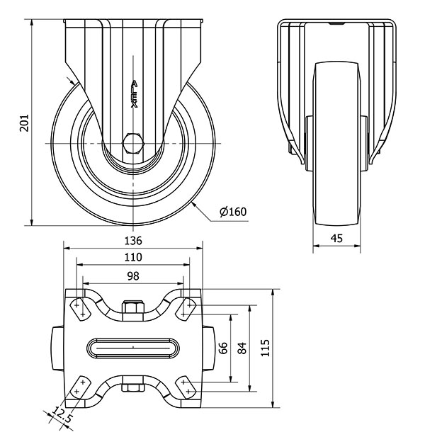 R.FIJA 17ZV160-PGMR POLIAMIX-GOMA AZUL EJE RODILLOS