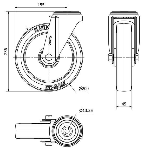 R.GIR.AGUJERO M12 20ZV200-PGMR POLIAMIX-GOMA AZUL EJE RODILLOS