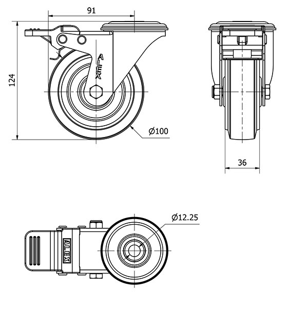 R.GIR.AGUJERO M10 FRENO 20ZVLFD100-PGMR POLIAMIX-GOMA AZUL RODILLOS