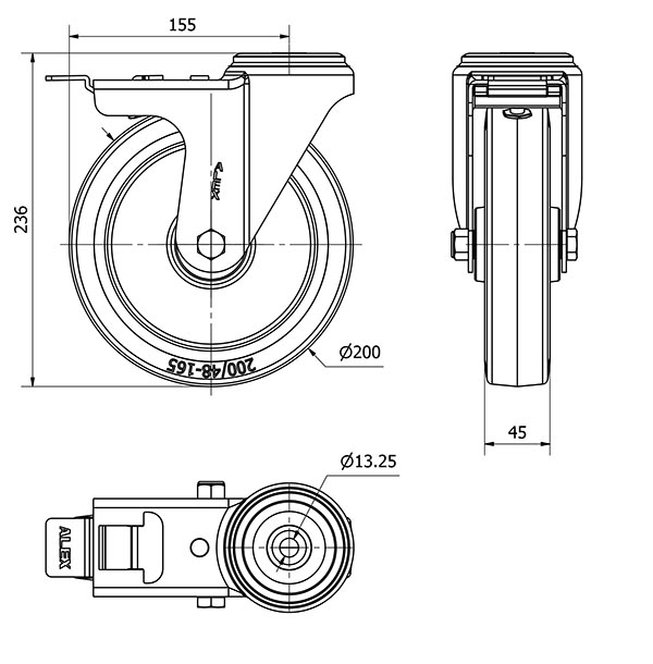 R.GIR.AGUJERO M12 FRENO 20ZVFD200-PGMR POLIAMIX-GOMA AZUL RODILLOS