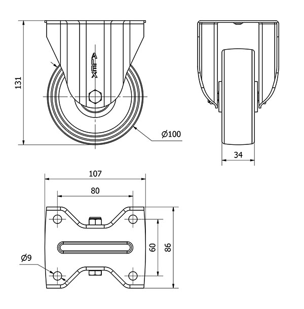 R.FIJA INOX.17ZVLI100-UTR POLIAMIX BLANCO EJE RODILLOS