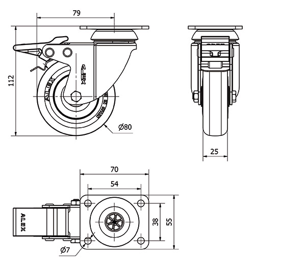 R.GIR.PLACA FRENO 10BHFD80CP-PGISB POLIAMIX-GOMA GRIS EJE BOLAS