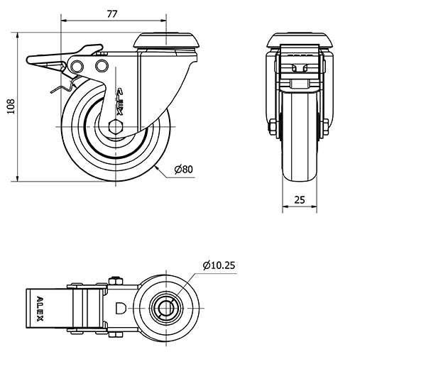 R.GIR.AGUJERO M10 FRENO 20BHFD80CP-PGISB POLIAMIX-GOMA GRIS BOLAS