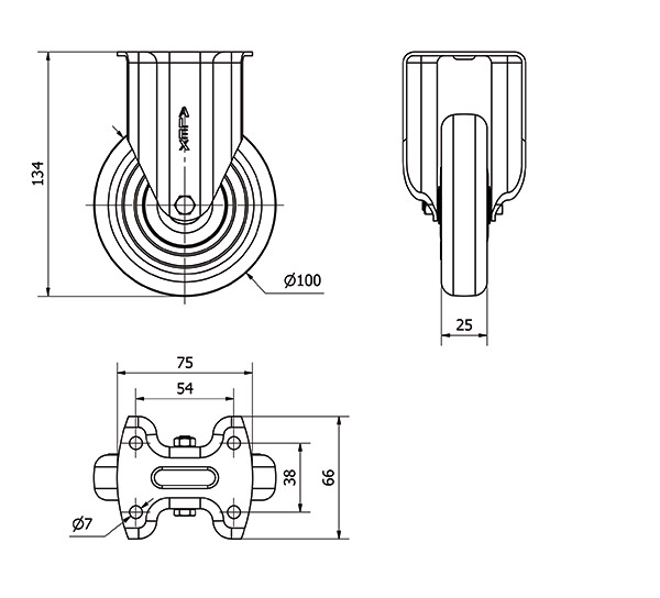 R.FIJA 17BH100CP-PGISB POLIAMIX-GOMA GRIS EJE BOLAS