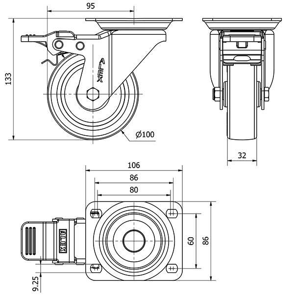 R.GIR.PLACA FRENO 10ZVFD100-POA POLIAMIX BLANCO-POLIUR.AZUL LISO