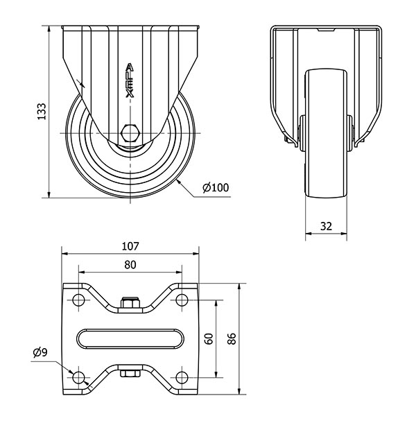 R.FIJA 17ZV100-POA POLIAMIX BLANCO-POLIUR.AZUL EJE LISO