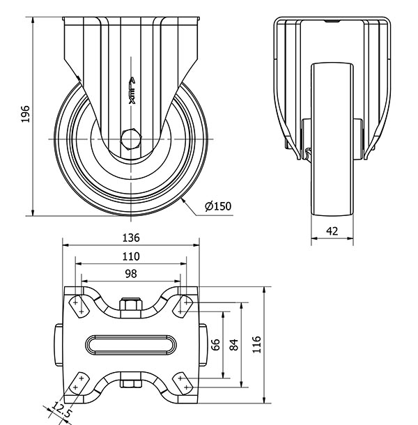 R.FIJA 17ZV150-POA POLIAMIX BLANCO-POLIUR.AZUL EJE LISO