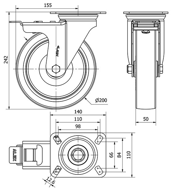 R.GIR.PLACA FRENO 10ZVFD200-POA POLIAMIX BLANCO-POLIUR.AZUL LISO