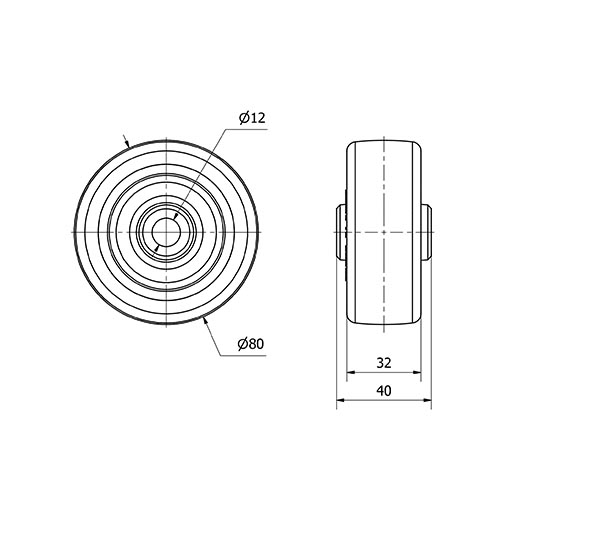 RUEDA POA80-12-40 NUCLEO POLIAMIX BLANCO Y BANDA POLIUR.AZUL LISO