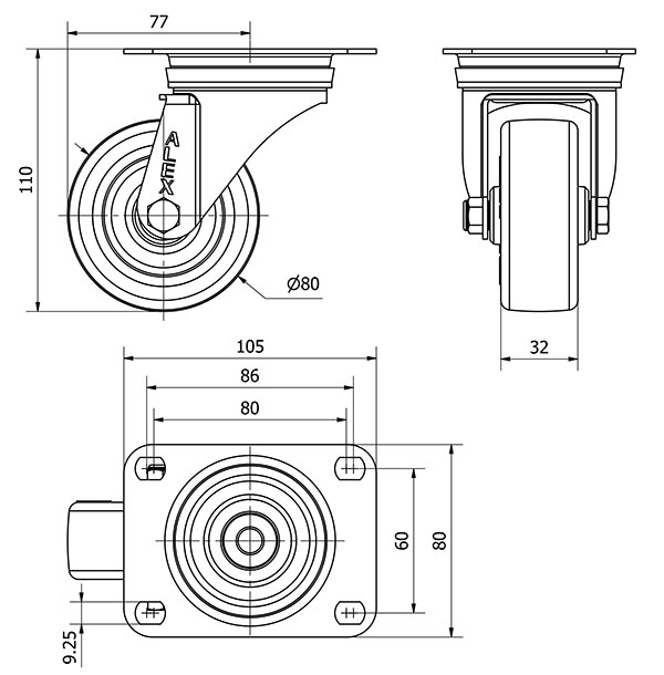 R.GIR.PLACA INOX.10ZVLI80-POA POLIAMIX BLANCO-POLIUR.AZUL EJE LISO