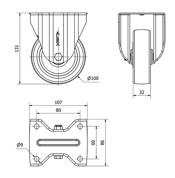 R.FIJA INOX.17ZVLI100-POA POLIAMIX BLANCO-POLIUR.AZUL EJE LISO