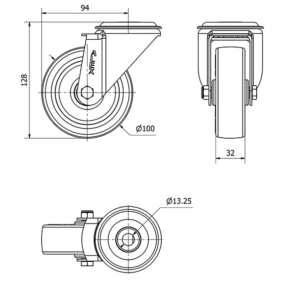 R.GIR.AGUJERO M12 INOX.20ZVI100-POA POLIAMIX BLANCO-POLIUR.AZUL LISO