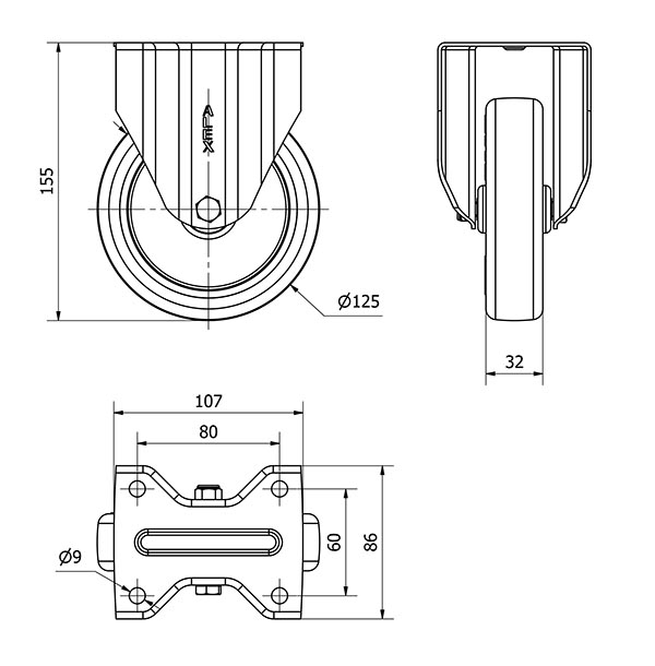 R.FIJA INOX.17ZVI125-POA POLIAMIX BLANCO-POLIUR.AZUL EJE LISO
