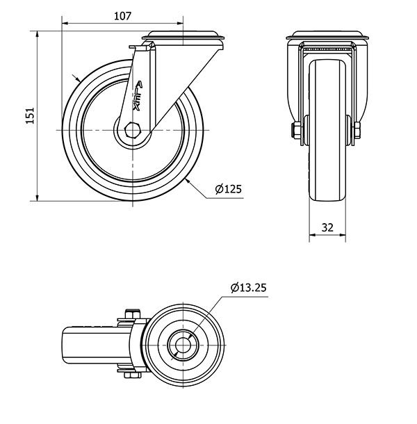 R.GIR.AGUJERO M12 INOX.20ZVI125-POA POLIAMIX BLANCO-POLIUR.AZUL LISO