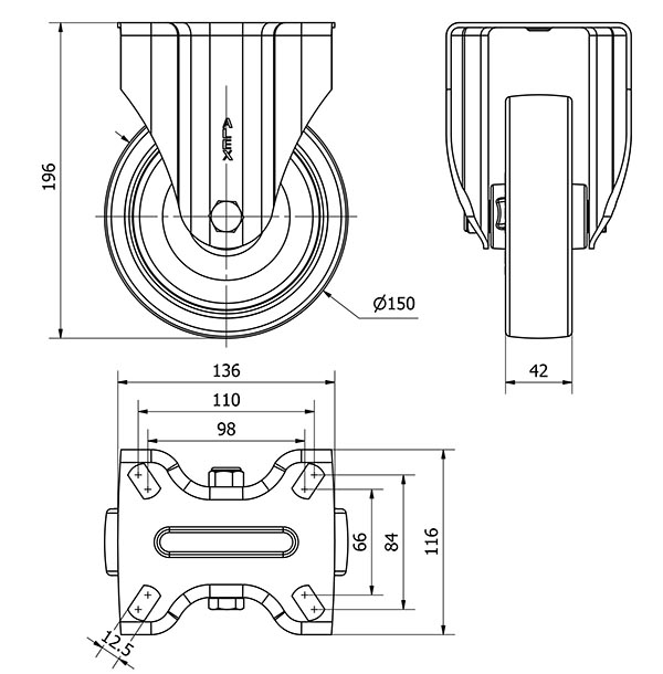 R.FIJA INOX.17ZVI150-POA POLIAMIX BLANCO-POLIUR.AZUL EJE LISO
