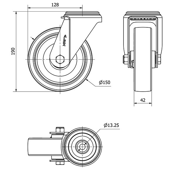 R.GIR.AGUJERO M12 INOX.20ZVI150-POA POLIAMIX BLANCO-POLIUR.AZUL LISO