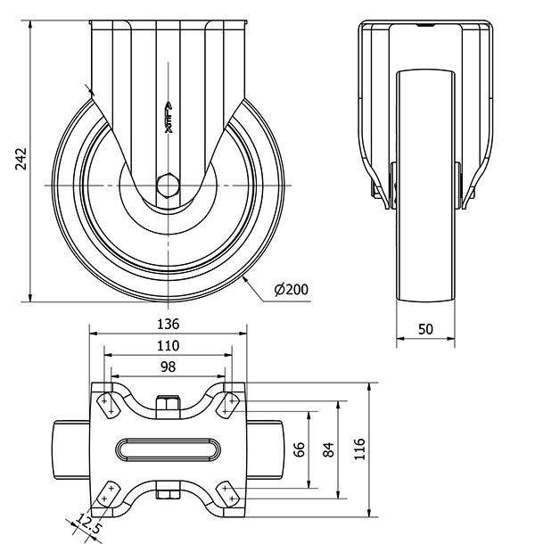 R.FIJA INOX.17ZVI200-POA POLIAMIX BLANCO-POLIUR.AZUL EJE LISO