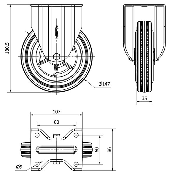 R.FIJA 17ZVL150-PSN POLIAMIX-GOMA GRIS EJE LISO