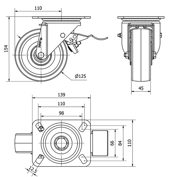R.GIR.PLACA FRENO 10TVCFD125-TNB NYLON BLANCO EJE BOLAS