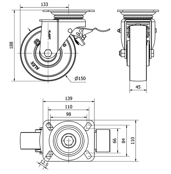 R.GIR.PLACA FRENO 10TVFD150-CIB HIERRO FUNDIDO EJE BOLAS