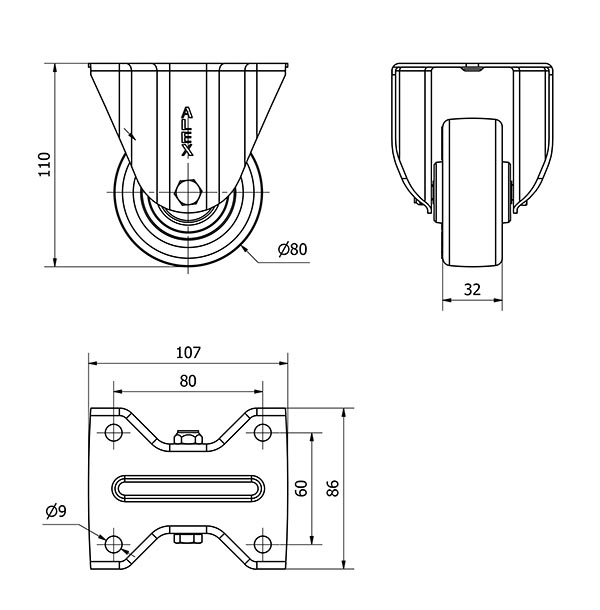 R.FIJA 17ZVL80-POLR POLIAMIX BLANCO-POLIUR.MARRON EJE RODILLOS