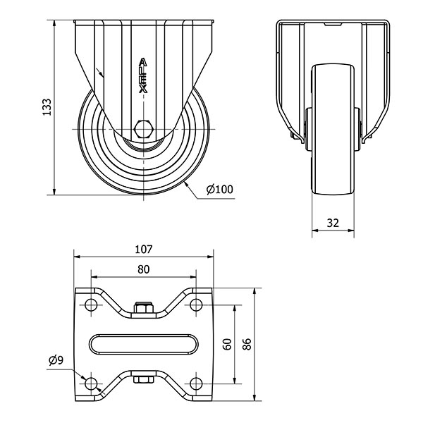 R.FIJA 17ZV100-POLR POLIAMIX BLANCO-POLIUR.MARRON EJE RODILLOS