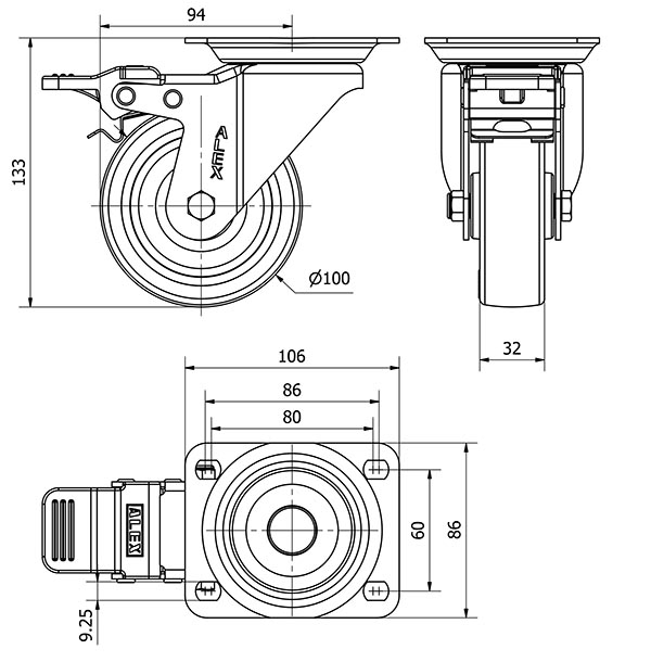 R.GIR.PLACA FRENO 10ZVFD100-POLR POLIAMIX BLANCO-POLIUR.MARRON RODIL