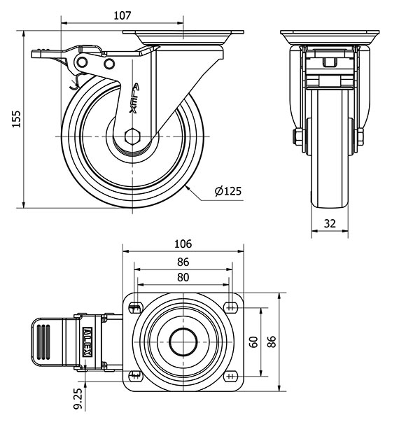R.GIR.PLACA FRENO 10ZVFD125-POLR POLIAMIX BLANCO-POLIUR.MARRON RODIL
