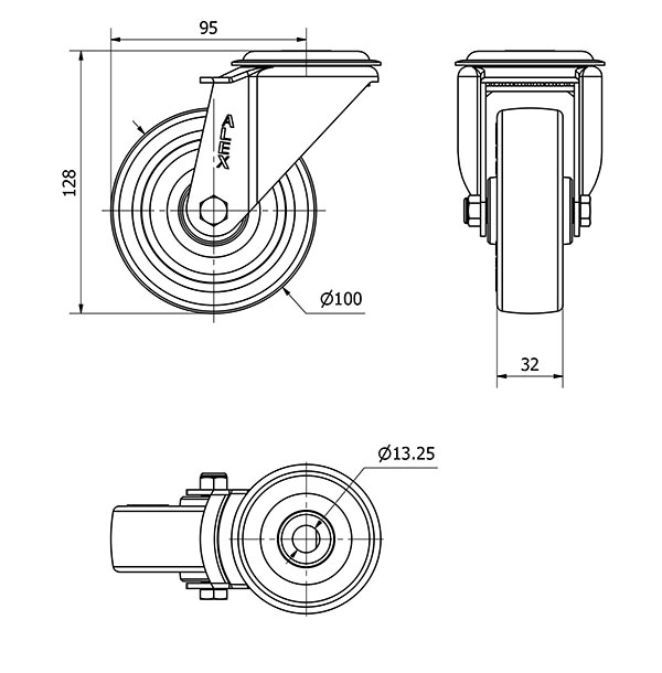 R.GIR.AGUJERO M12 20ZV100-POLR POLIAMIX BLANCO-POLIUR.MARRON RODILL.