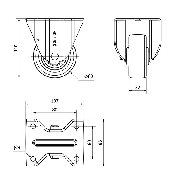R.FIJA 17ZVL80-POAR POLIAMIX BLANCO-POLIUR.AZUL EJE RODILLOS