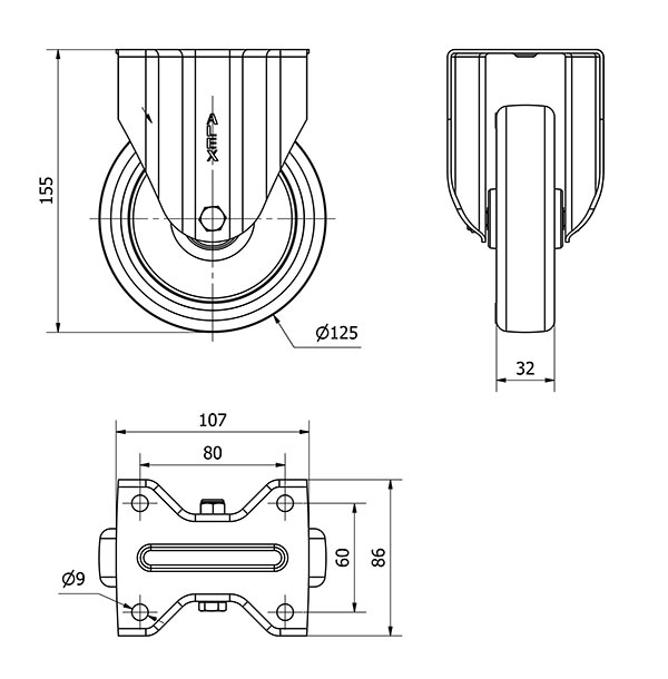 R.FIJA 17ZV125-POAR POLIAMIX BLANCO-POLIUR.AZUL EJE RODILLOS