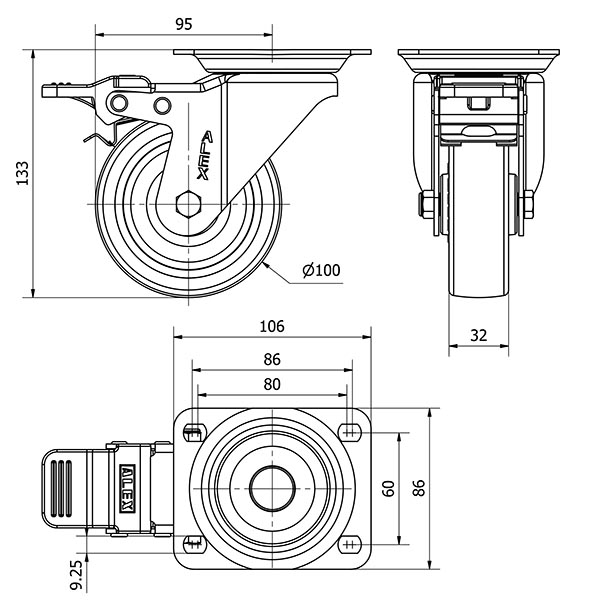 R.GIR.PLACA FRENO 10ZVFD100-POAR POLIAMIX BLANCO-POLIUR.AZUL RODILL.