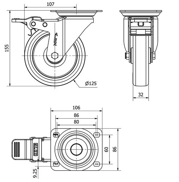 R.GIR.PLACA FRENO 10ZVFD125-POAR POLIAMIX BLANCO-POLIUR.AZUL RODILL.