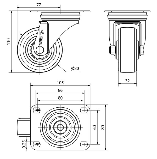 R.GIR.PLACA INOX.10ZVLI80-POLR POLIAMIX BLANCO-POLIUR.MARRON RODILL.