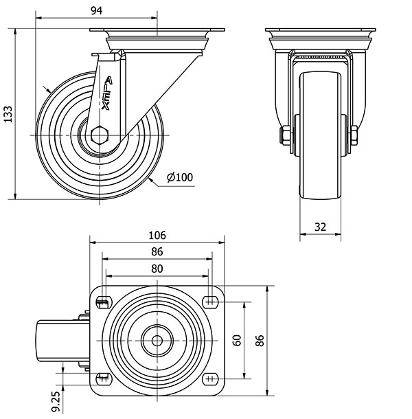 R.GIR.PLACA INOX.10ZVI100-POLR POLIAMIX BLANCO-POLIUR.MARRON RODILL.