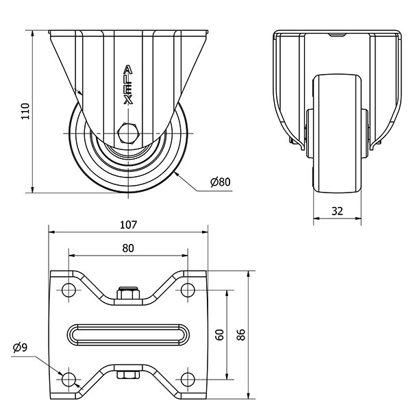 R.FIJA INOX.17ZVLI80-POLR POLIAMIX BLANCO-POLIUR.MARRON EJE RODILLOS