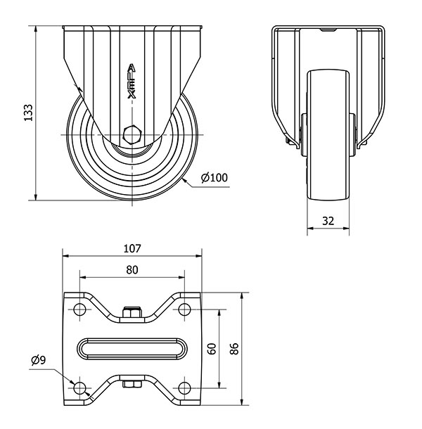 R.FIJA INOX.17ZVI100-POLR POLIAMIX BLANCO-POLIUR.MARRON EJE RODILLOS