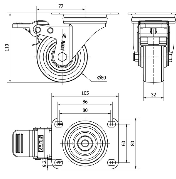 R.GIR.PLACA FR.INOX.10ZVLIFD80-POLR POLIAMIX BLANC-POLIUR.MARRON ROD