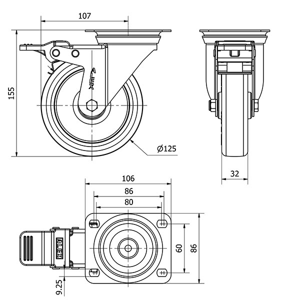 R.GIR.PLACA FR.INOX.10ZVIFD125-POLR POLIAMIX BLANC-POLIUR.MARRON ROD