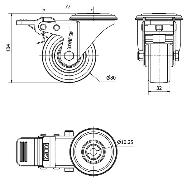 R.GIR.AGUJ.M10 FR.INOX.20ZVLIFD80-POLR POLIAMIX BL-POLIUR.MARRON ROD
