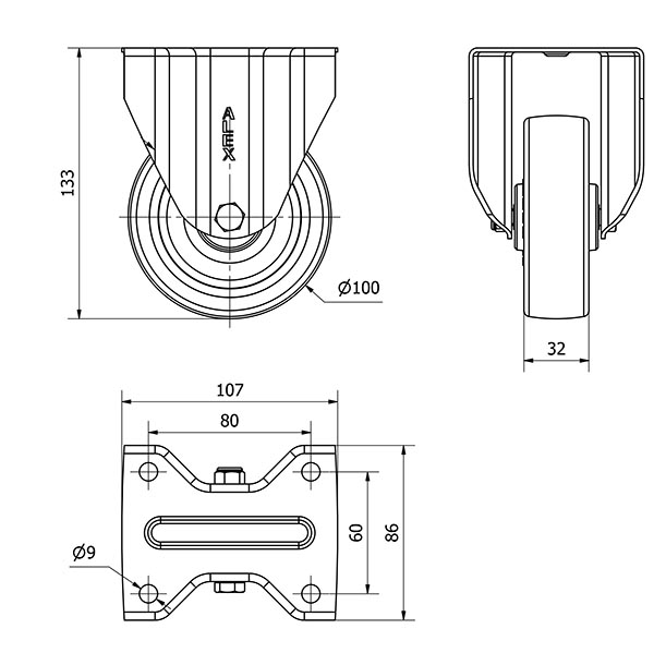 R.FIJA INOX.17ZVI100-POAR POLIAMIX BLANCO-POLIUR.AZUL EJE RODILLOS