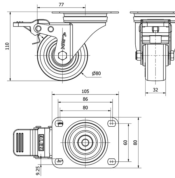 R.GIR.PLACA FR.INOX.10ZVLIFD80-POAR POLIAMIX BLANCO-POLIUR.AZUL ROD.