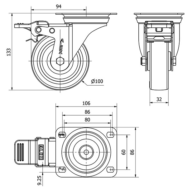 R.GIR.PLACA FR.INOX.10ZVIFD100-POAR POLIAMIX BLANCO-POLIUR.AZUL ROD.